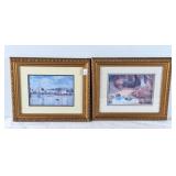 Pair of lovely decorator prints in matching