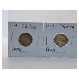 1963 and 1967 France Ten Centimes
