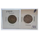 1920 and 1928 Canada Quarters