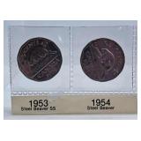 1953 and 1954 Canada Nickels