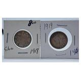 1918 and 1919 Canada Quarters