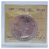 ICCS Graded Mint State 1954 Canada One Dollar