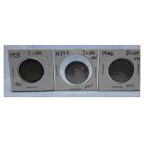 1923, 1939 and 1940 Italy Two Lira Coins