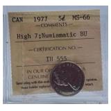 ICCS Graded Mint State 1977 Canada Nickel with