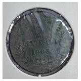 1903 Italy Two Centesimi Coin