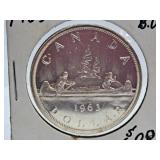 Brilliant Uncirculated 1963 Canada One Dollar