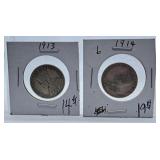 1913 and 1914 Canada Quarters