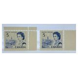 Pair of 1967 Canada 5-Cent Postage Stamps from