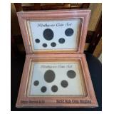 Pair of Solid Oak Birthyear Coin Set Displays