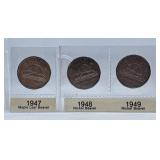 1947, 1948 and 1949 Canada Nickels