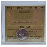 ICCS Graded Mint State 1964 Canada Dime