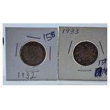1932 and 1933 Canada Quarters