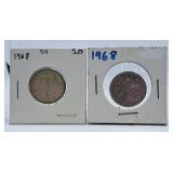Pair of 1968 Canada Quarters