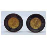 Pair of 2022 Canada "Black" Two Dollar Coins