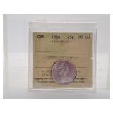 ICCS Graded Mint State 1966 Canada Quarter