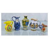 Collection of Colourful Creamers & Vase - Bird