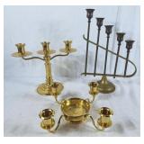 Trio of brass candle holders