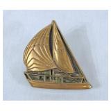 Vintage Solid Brass Sailboat Baron Buckle