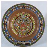Mexican Copper Wall Plate w/Colourful Aztec