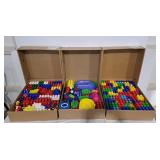 6 boxes of large building blocks bins is full