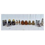 Assorted salt and pepper shakers