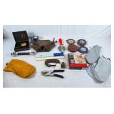 Handyman lot! Gloves, tape measures, c clamp,
