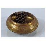 Beautiful Brass Flower Frog & Bowl