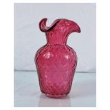 Lovely Cranberry Glass Quilted Diamond Vase - 7"H