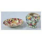 Pretty Chintz Trinket Dish & Pot - James Kent &
