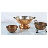 Trio of Copper Colanders