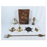 Nautical decorator lot! Copper tin, candle
