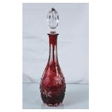 Imperlux Hand Cut Lead Crystal Cranberry Decanter
