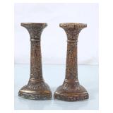 Vintage Embossed Metal Candle Holders - Unique
