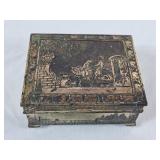 Antique Embossed Metal Trinket Box