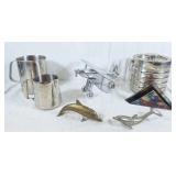 Ice bucket, stainless pitchers, airplane decor,