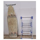 Metal ironing board and drying rack
