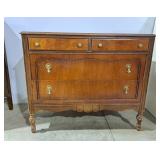 Vintage 4 drawer wood dresser features burl
