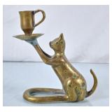 Solid Brass Cat Candle Holder