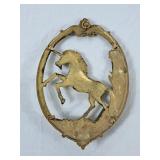 Vintage Brass Unicorn Oval Frame Wall Hanging