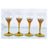 Gorgeous Amber Glass Footed Wine Glasses