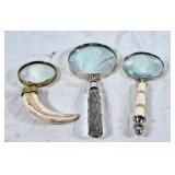 Trio of magnifying glasses