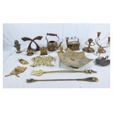 Assortment of brass and copper home decor