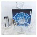 Christmas Story footed bon bon dish, flower vase,