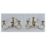 Two brass candle holders matching pair