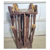 Tiki Statue Hand Carved Wooden Figure Cd Rack