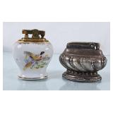 Vintage Ronson Silverplate Lighter & Porcelain