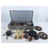 Tool box with assorted wire wheels and more