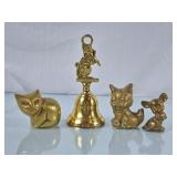 Trio of Brass Cats & One Mouse