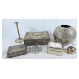 Lovely plated jewelry box, gorgeous round vase,