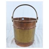 Vintage copper and brass coal bucket